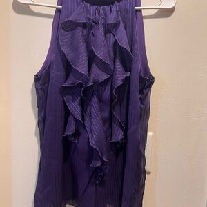 Iz Byer Purple Ruffled Sleeveless Top